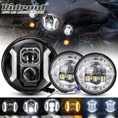 7" LED Headlight & 4.5" Passing Lights Kit For Yamaha Road Star Silverado XV1600 - Image 1 of 4