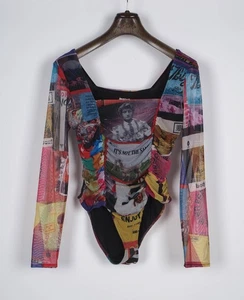 Desigual Women's Body Size XL Sheer Print Top Print 21WWTKX4 - Picture 1 of 6