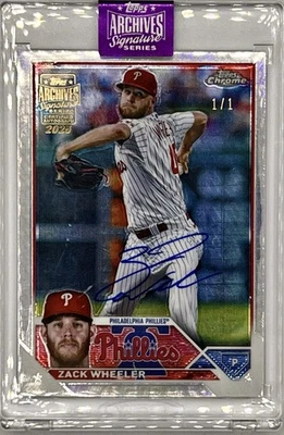 Zack Wheeler 2025 Topps Archives Signature Series refractor en tarjeta automática 1/1 Foto 1 de 4