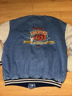 Vintage 90s Disney Tigger Jacket Mens Large Denim Bomber Varsity Embroidered 90s - Image 1 of 4