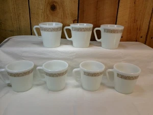 Lot of 7 Vintage Pyrex Corning USA Woodland Brown Coffee Tea Cup Mugs D Handles - Picture 1 of 7