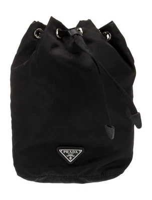 Prada Tessuto Nylon & Saffiano Leather Bucket Bag Black Drawstring - Image 1 of 4