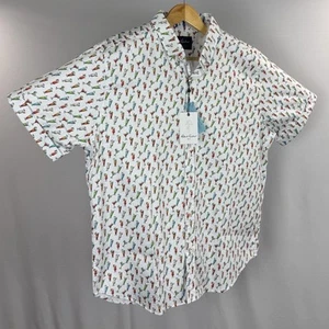 Camisa Robert Graham Abotonada Para Hombres 2XL Colorida Vibrante Bebidas Puño Abatible SS NUEVA CON ETIQUETAS - Imagen 1 de 14