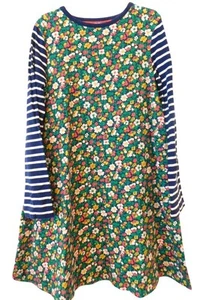 Mini Boden Girls Size 8 9 Floral and Striped Dress Cotton Long Sleeves - Picture 1 of 4