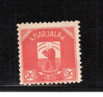 Carelia (Finland) 1922 old coat of arms stamp (Michel 3) unused no gum - Image 1 of 2