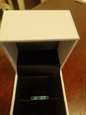 Anillo de vestir de piedras preciosas turquesa plateado e imitación para damas - Talla de anillo - O Foto 1 de 4