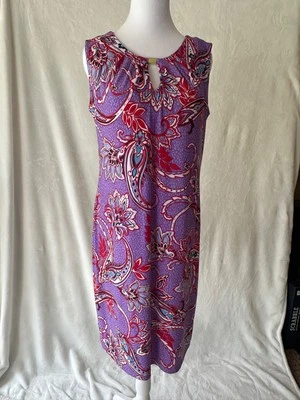 Liz Claiborne purple/red Floral Pullover Dress, Sz PM - Image 1 of 4