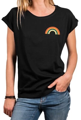 MAKAYA Damen T-Shirt mit Regenbogen Vintage LGBTQ Boho Pride Lässig Modisch Stylisch