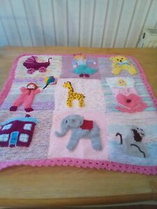HAND Knitted baby blanket by Sally Kelly.