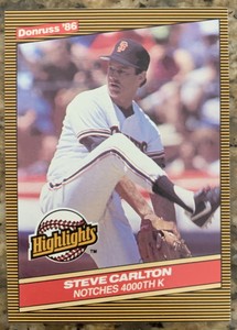 1986 Donruss Baseball Highlights #35 Steve Carlton - San Francisco Giants
