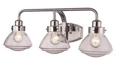 Colorado 3 Light Polished Chrome Seedy Glass Bathroom Vanity Light $258 - Image 1 of 2