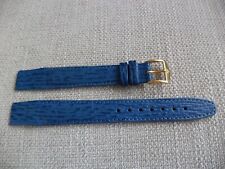 Hirsch Atlantis 16mm Open End Blue Shark Grain Genuine Leather Watch Strap