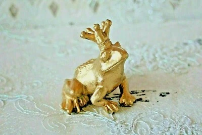 Deko Figuren, Froschkönig Gold, kleiner Deko Frosch, goldener Frosch, Resin - Bild 1 von 4