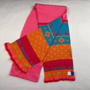 Cheek Pink Colorful Kids Warm Soft Knit Scarf with Flowers and Hearts - Picture 1 of 5