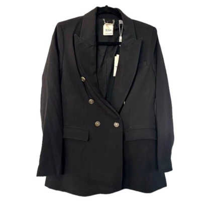 Chaqueta Blazer Negra Elie Tahari Doble Pecho Manga Larga Talla 8 Nueva con Etiquetas Foto 1 de 4