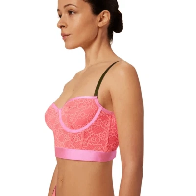 Sujetador de encaje Bustier rosa neón Parade talla grande Foto 1 de 4