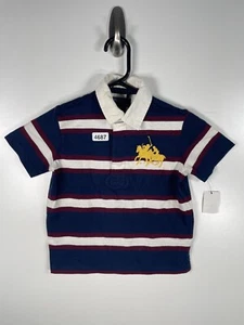 BNWT Polo Ralph Lauren Toddler Boys Striped Casual Polo Shirt Blue Sz 4 14x17 - Picture 1 of 9