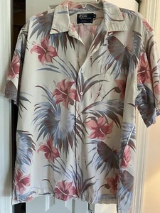 Camisa Polo XL Vintage Por Ralph Lauren Floral Hawaiana, Algodón Para Hombre Tostado - EE. UU. - Imagen 1 de 5
