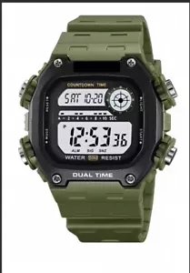 Men’s Digital Watch - Square Waterproof -Sports -LED with Date & Alarm - Picture 1 of 12