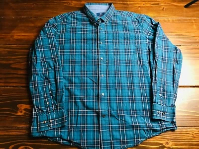 Camisa George, para hombre talla XL, azul, turquesa, cuadros, ajuste clásico, abotonada Foto 1 de 4