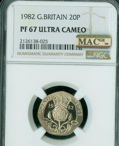 1982 GREAT BRITAIN 20P NEW PENCE NGC PF67 UCAM MAC 2ND FINEST GRADE & SPOTLESS - Picture 1 of 2