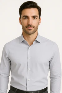 Calvin Klein Mens Dress Shirt XL 17 34/35 New Gray Refined Cotton Slim Fit - Picture 1 of 8