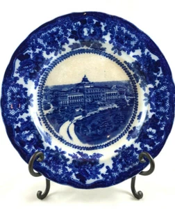 Wm Adams Co "Congressional Library Washington" Flow Blue Plate-Made in England - Picture 1 of 7