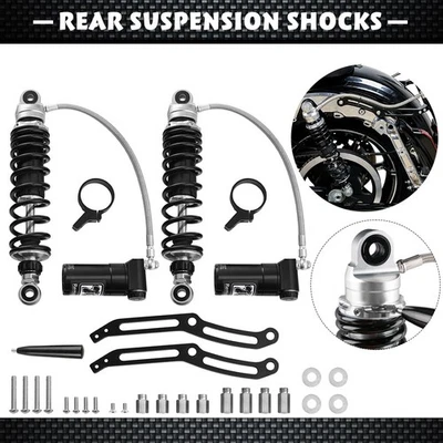 Remote Reservoir Rear Suspension Shocks For Harley Street Road Glide King 14-24 - Image 1 of 4