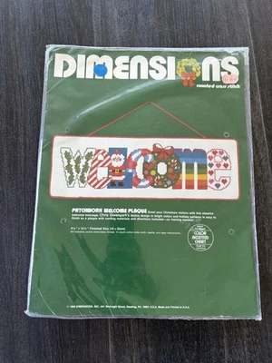 Dimensions Counted Cross Stitch Kit "Patchwork Welcome Plaque" 4.5" x 12.5" - Image 1 of 3
