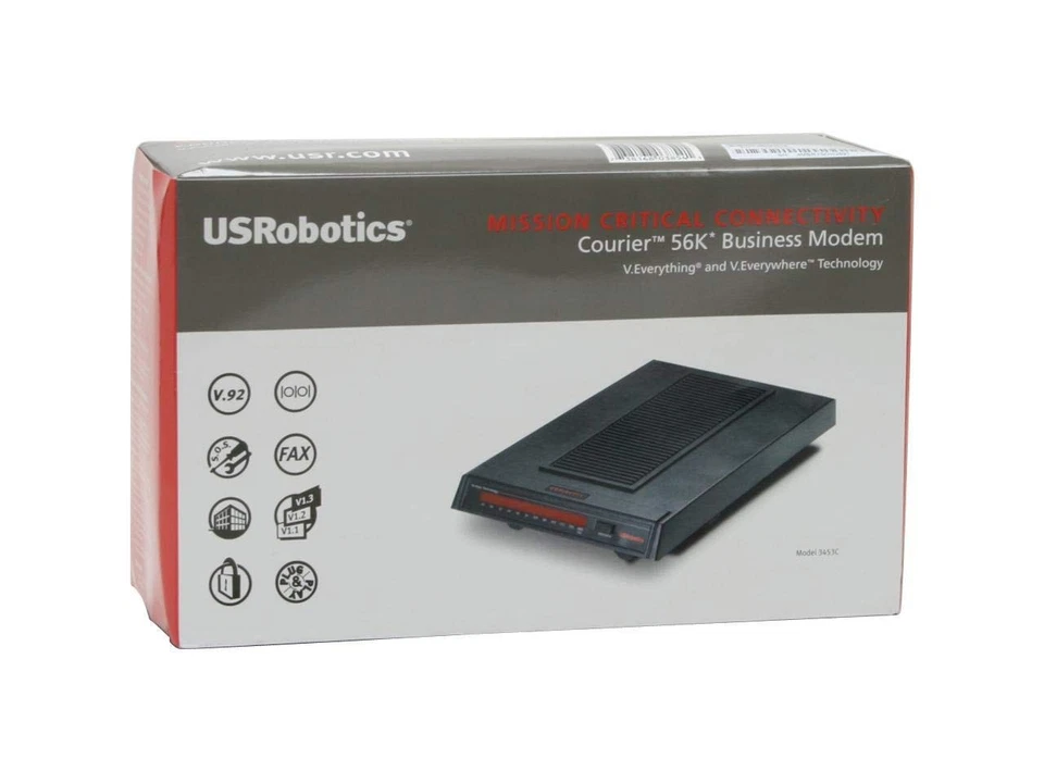 US Robotics USR courier 56k v90 v92 external business fax/modem rs-232 /USR3453C - Image 1 of 2