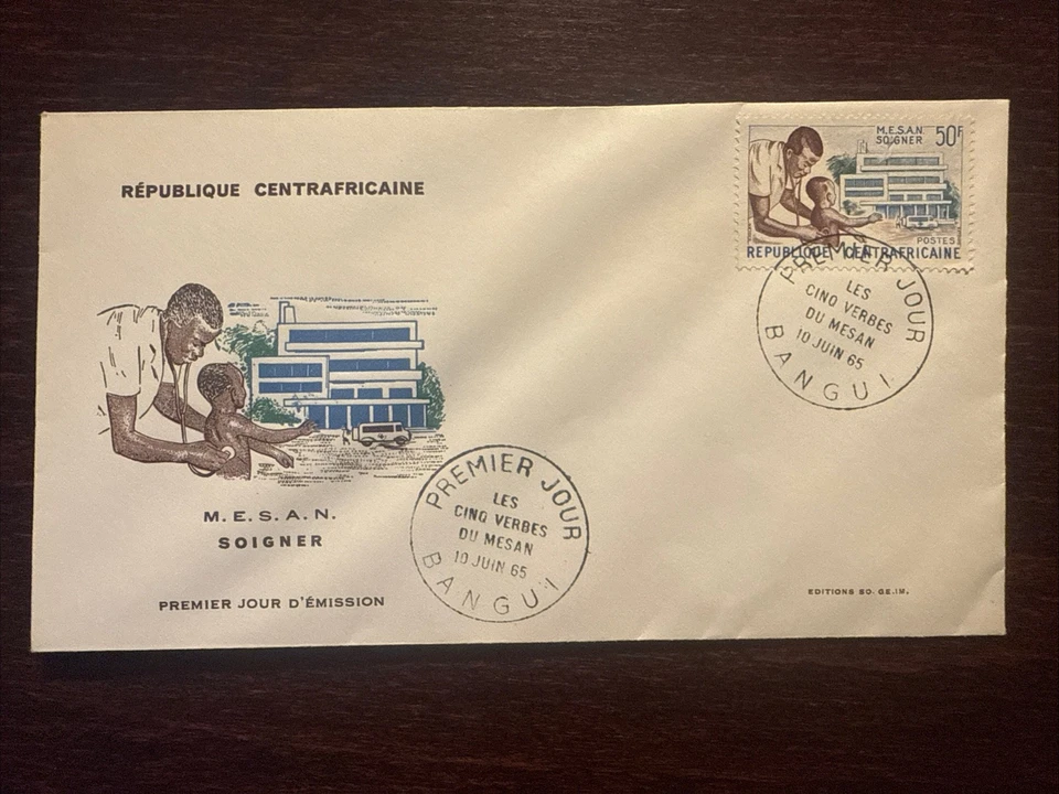 FUNDA CENTRO ÁFRICA FDC AÑO 1965 HOSPITAL MÉDICO SALUD MEDICINA SELLOS Foto 1 de 1