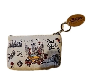 Kleine 5" The Big Apple New York weiße Kleingeld Geldbörse befestigt Ring Clip - Bild 1 von 3