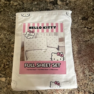 NUEVO CON ETIQUETAS Pink Bows Hello Kitty by Sanrio Juego de sábanas COMPLETO 100% algodón Foto 1 de 2
