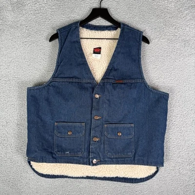 Chaleco Sherpa Western Big Ben Vintage Talla XL Azul 12 OZ Denim Hecho en USA Foto 1 de 4