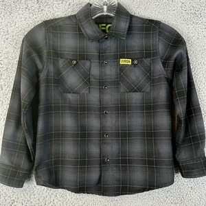 Dixxon Flannel Shirt Boys Youth Small DFC Plaid Long Sleeve Pockets Biker - Picture 1 of 6