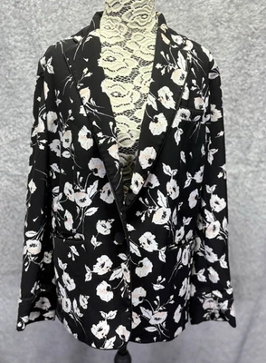 Chaqueta Blazer Ralph Lauren Mujer 10 Negra Estampado Floral Sin Estructuras *leer* Foto 1 de 4