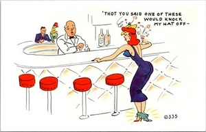 'Thot You Said One of These Would Knock My Hat Off Comic Postcard - Picture 1 of 2