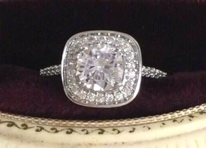 Vintage Jewellery Gold Halo Ring White Diamonds Antique Deco Jewelry size 7 - Picture 1 of 9