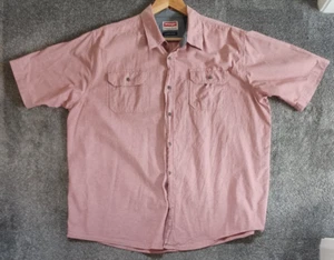 Wrangler Comfort Flex Premium Quality Men’s Cotton Shirt Pink XL Short Sleeves - Picture 1 of 7