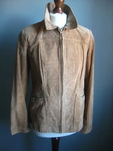 Camel trucker suede JACKET 14 12 BNWT leather soft KALEIDOSCOPE  - Picture 1 of 15