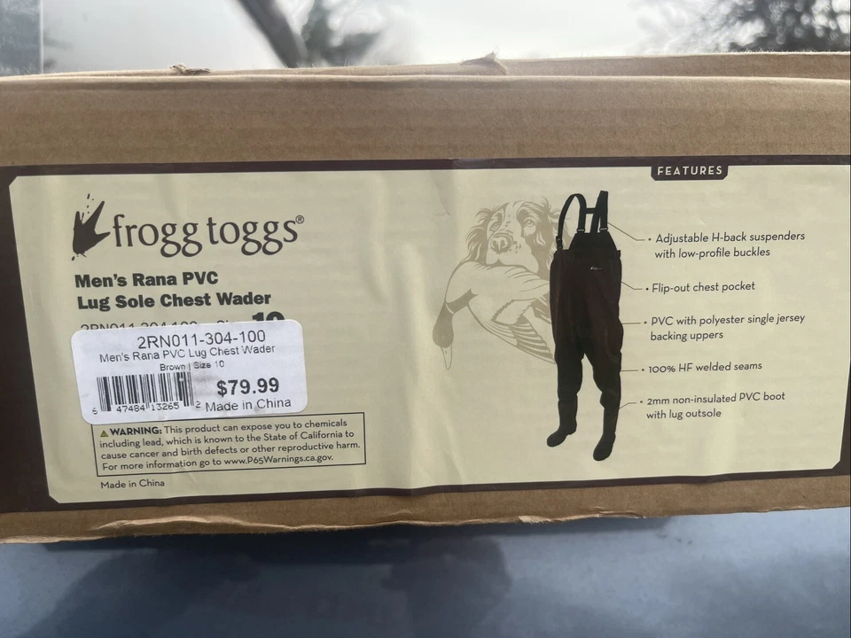 Frogg Toggs 2RN011 Rana PVC Nylon Lug Sole Chest Waders Men's Shoe Size 10 - Image 1 of 1