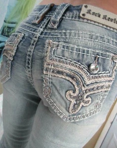 Rock Revival FÁCIL Bota Calce Relajado "Betty" Vaqueros Cintura Talla 27 NUEVO sin ETIQUETA $169 - Imagen 1 de 11