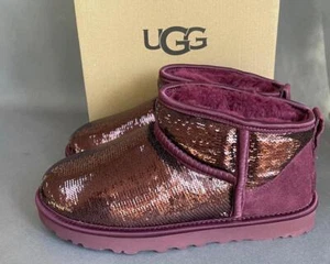 UGG Women's Classic Ultra Mini Boot Mirror Ball WILD GRAPE Sz 7.0 / EU 38 BNIB - Picture 1 of 17