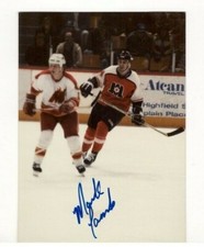 MARK LAMB SIGNED 1985-86 MONCTON GOLDEN HAWKS AHL CANDID PHOTO NHL 1986-96 IHL