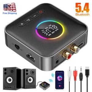 Bluetooth 5.4 FM Transmitter Receiver 3.5mm AUX RCA TV Home Stereo Audio Adapter - Picture 1 of 15