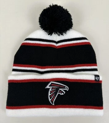 '47 Brand Atlanta Falcons Pom Youth Beanie Winter Hat Cap NFL White/Black/Red - Image 1 of 4