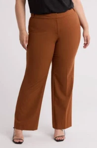 Calvin Klein Women's Solid Flat Front Pants - Luggage - Size 12 - Picture 1 of 1