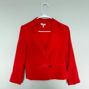 JOIE Womens Silk Blazer Jacket Size XS Fiery Red Quiet Luxury Preppy Spring NEW - Picture 1 of 5