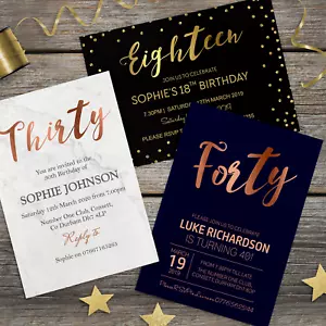 18th 21st 30th 40th 50th Birthday Invitations Personalised, Party Invites (H1) - Picture 1 of 56