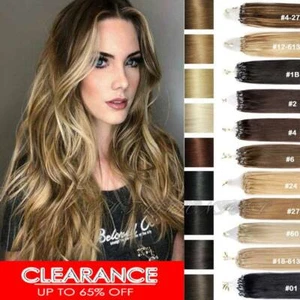 200S THICK Russian Real Remy Hair Extensions Tips Loop Micro Ring Beads Link US - Picture 1 of 24